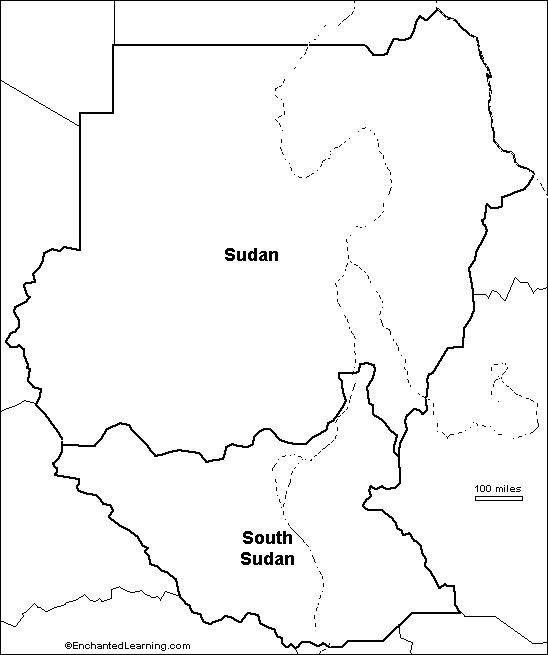 Sudanin tyhjä kartta - Kartta Sudanissa tyhjä (Pohjois-Afrikka - Afrikka)