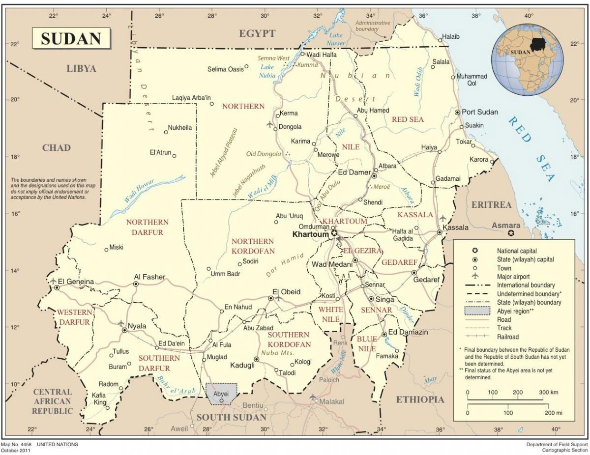 Kartta-Sudanin valtiota